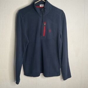 Spyder Fleece1/4 Zip Mockneck Sweatshirt Men Size Large Blue/Red Pullover Campin